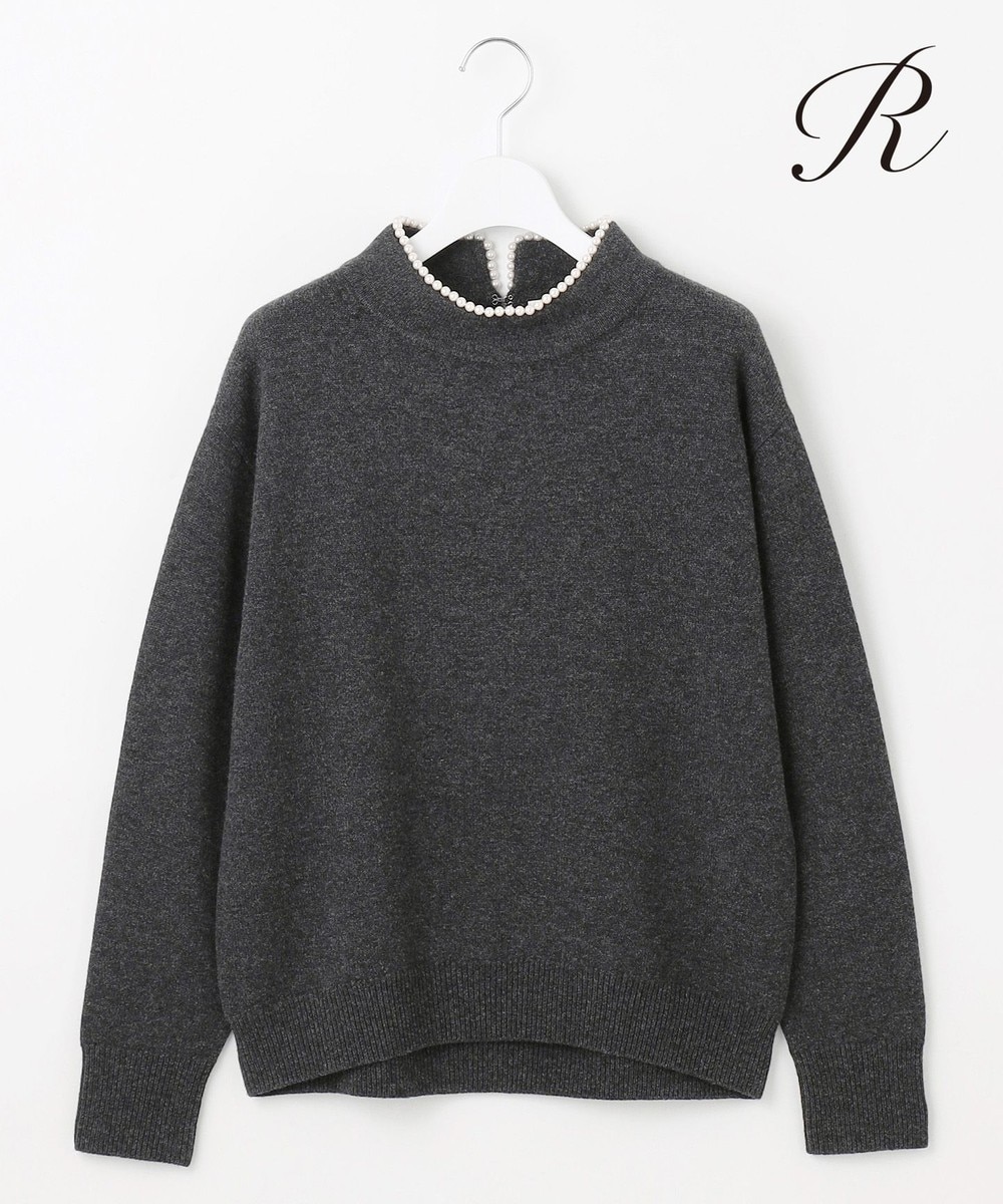 【オンワード】 23区 S（小さいサイズ）>トップス 【R(アール)】マイクロンメリノウール パールトリム ニット グレー 32 レディース