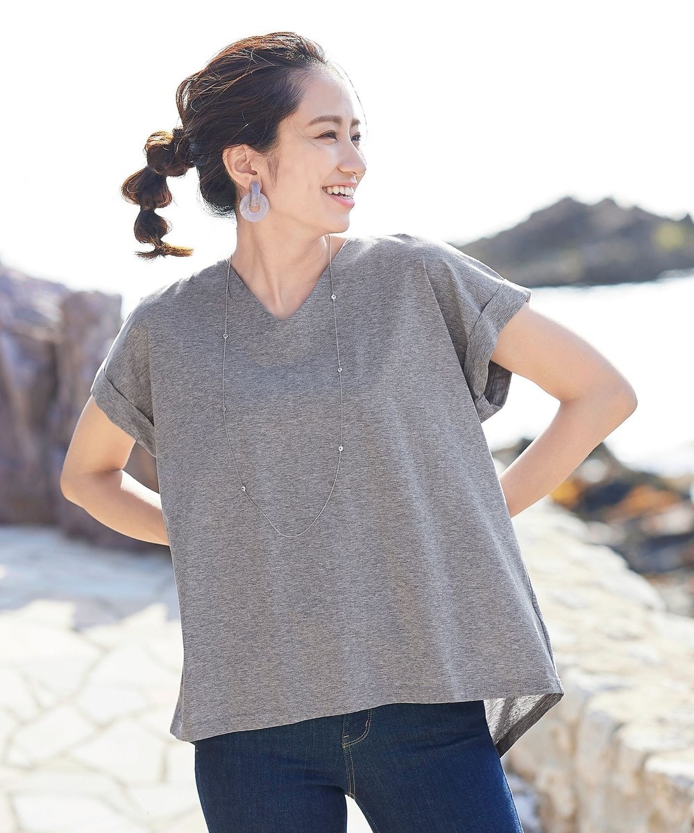 【オンワード】 Tiaclasse>トップス 【洗える】さらりとした着心地のバイオシルケットTシャツ グレー L レディース 【送料無料】