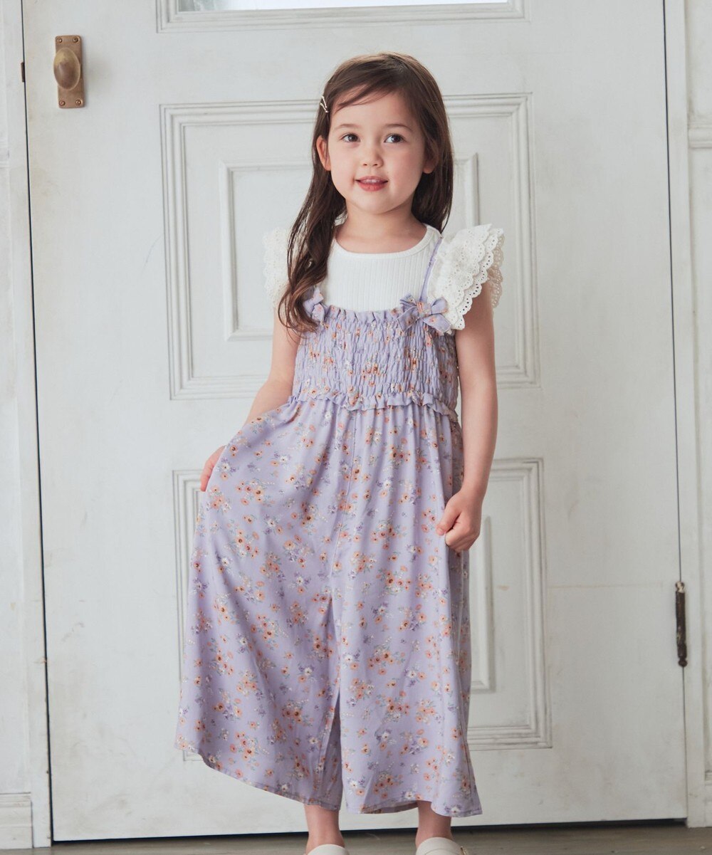 【オンワード】 any FAM KIDS>オールインワン・サロペット フラワープリント サロペット ネイビー S(100-110cm) キッズ 【送料無料】