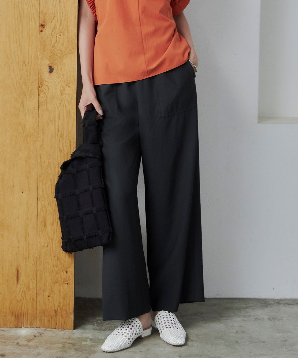 【オンワード】 ICB>パンツ 【洗える】VIS/NYタンブラーツイル ワイドパンツ ブラック 2 レディース 【オンワード】 ICB>パンツ 【洗える】VIS/NYタンブラーツイル ワイドパンツ ブラック 2 レディース