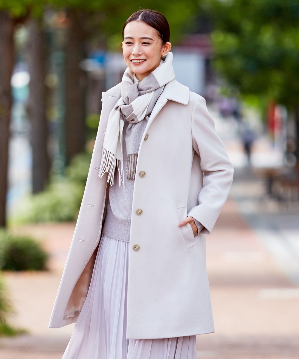 【オンワード】 J.PRESS LADIES L>ジャケット/アウター スーパー110S ショートビーバー ステンカラー コート ブラック T15 レディース 【送料無料】