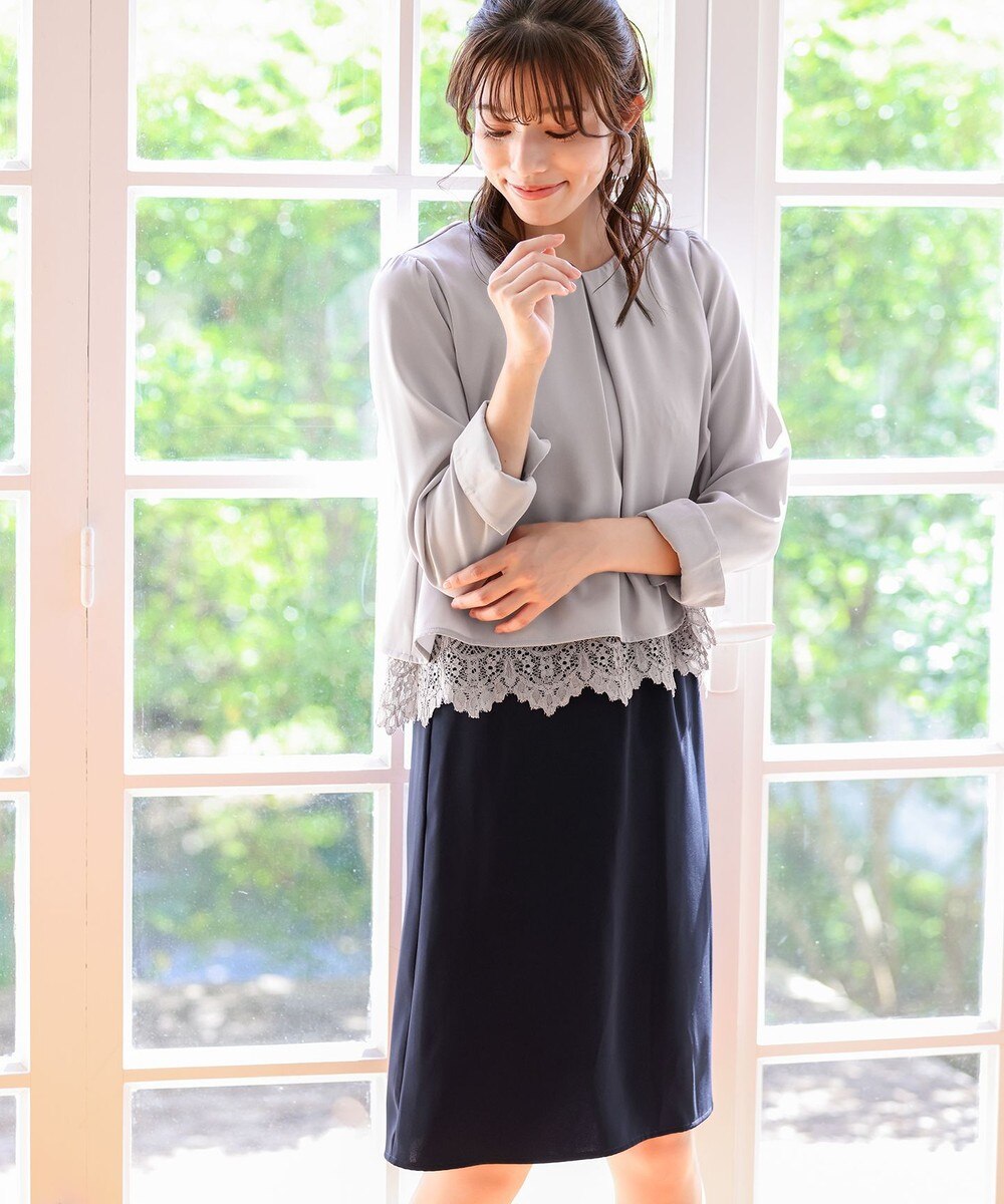 【洗える】1枚でサマになるセパレート風レースコンビワンピース