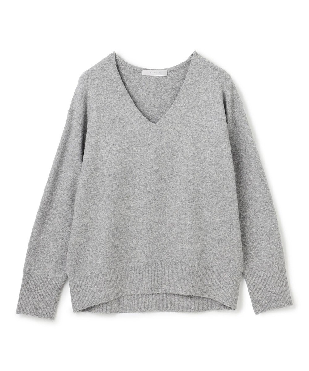 【オンワード】 UNFILO>トップス 【洗える/抗菌防臭】ふわふわニット Vネック グレー S レディース