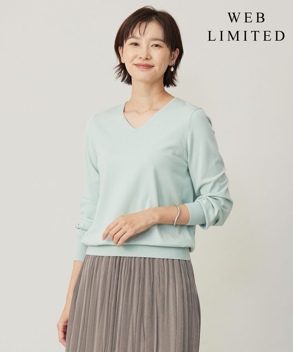 【オンワード】 J.PRESS LADIES L（大きいサイズ）>トップス 【ご好評につき新色追加！・WEB限定カラーあり・洗える】PRINCE Vネック ニット 【WEB限定】ミント T13 レディース