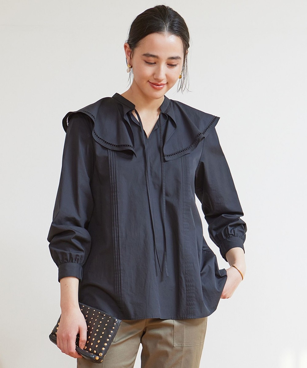 【GLOW 6月号掲載/洗える】ラッフルカラーブラウス