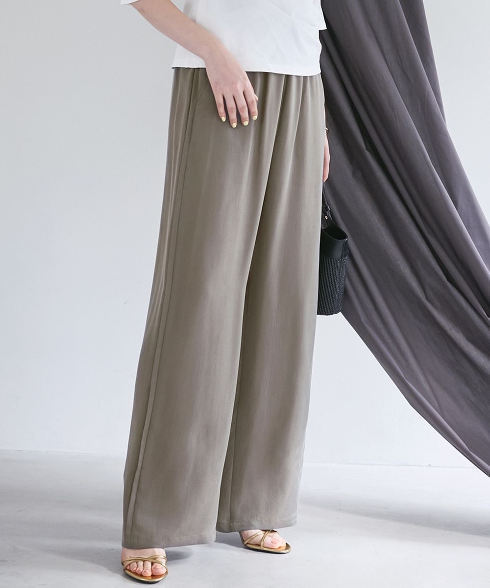 【オンワード】 23区>パンツ 【SLOW/一部店舗限定】キュプラフィブリルクロス サイドライン ワイドパンツ カーキ 38 レディース 【オンワード】 23区>パンツ 【SLOW/一部店舗限定】キュプラフィブリルクロス サイドライン ワイドパンツ カーキ 38 レディース