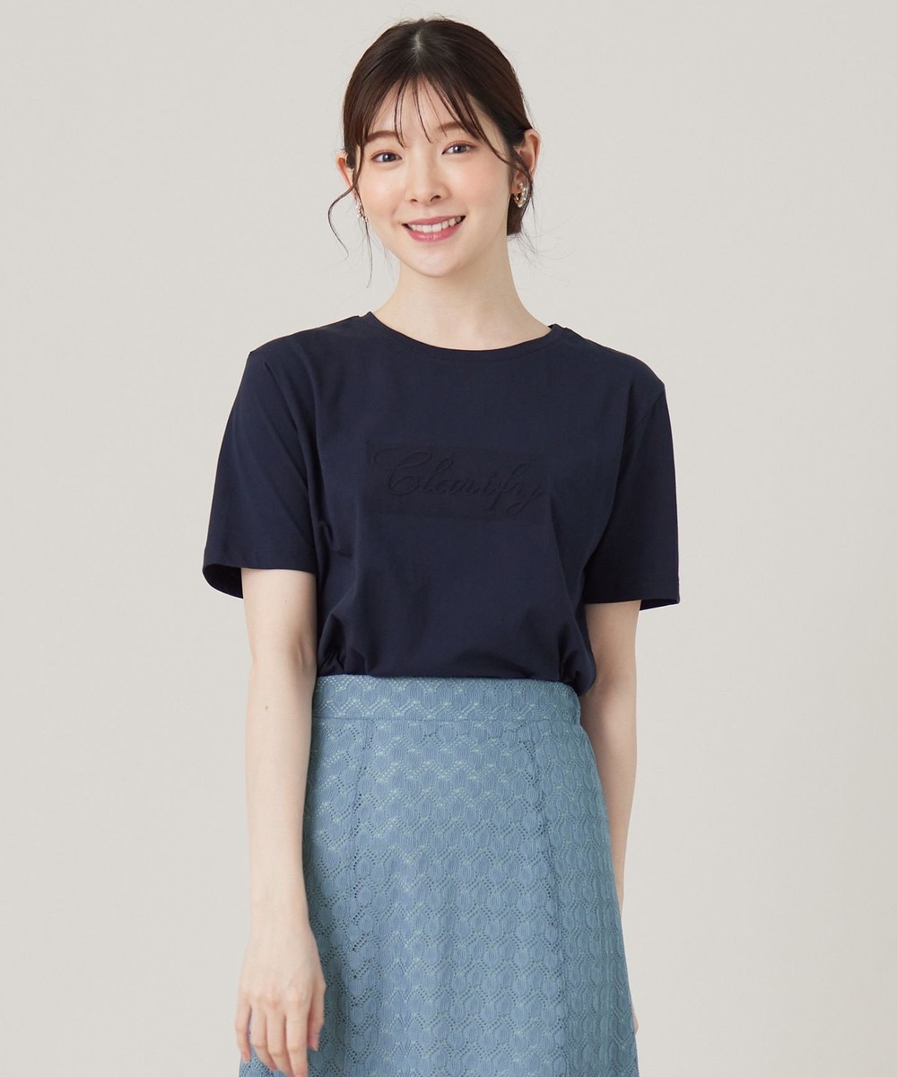 【オンワード】 any SiS S（小さいサイズ）>トップス エンボスロゴ Tシャツ ネイビー 0 レディース