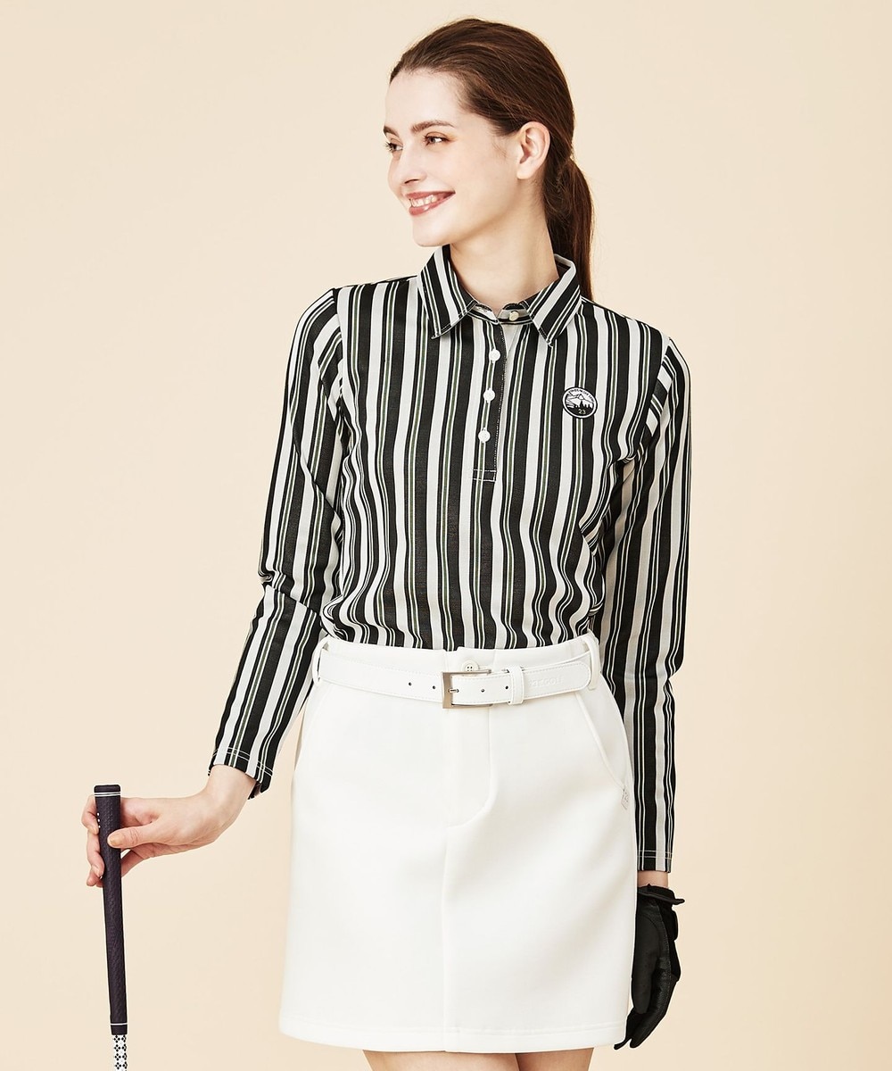 【オンワード】 23区GOLF>トップス 【WOMEN】【吸汗速乾/ストレッチ】ストライプジャガードシャツ グリーン 3 レディース 【送料無料】