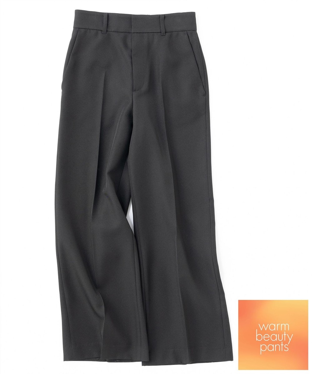 【蓄熱】ウールライクツイル ワイドパンツ