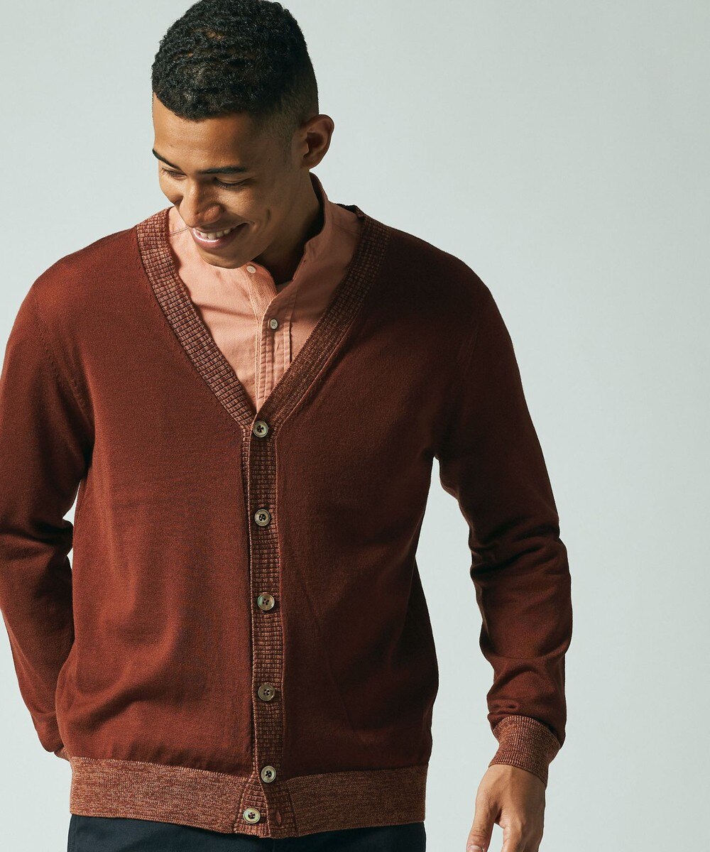 【オンワード】 J.PRESS MEN>トップス 【Australian Merino Wool】Vネックカーディガン ブラウン M メンズ 【送料無料】