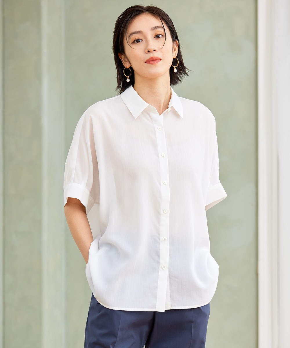 【オンワード】 自由区>トップス 【接触冷感・UVケア・抗菌防臭・洗える】リヨセルポプリン ブラウス オフ 38 レディース 【オンワード】 自由区>トップス 【接触冷感・UVケア・抗菌防臭・洗える】リヨセルポプリン ブラウス オフ 38 レディース