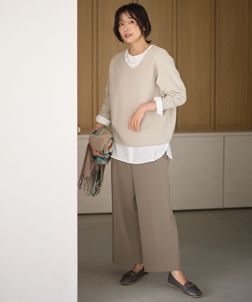 【オンワード】 ANY>パンツ 【洗濯機可/ウエストゴム/2WAYストレッチ】ワイドパンツ モカ 2 レディース 【オンワード】 ANY>パンツ 【洗濯機可/ウエストゴム/2WAYストレッチ】ワイドパンツ モカ 2 レディース