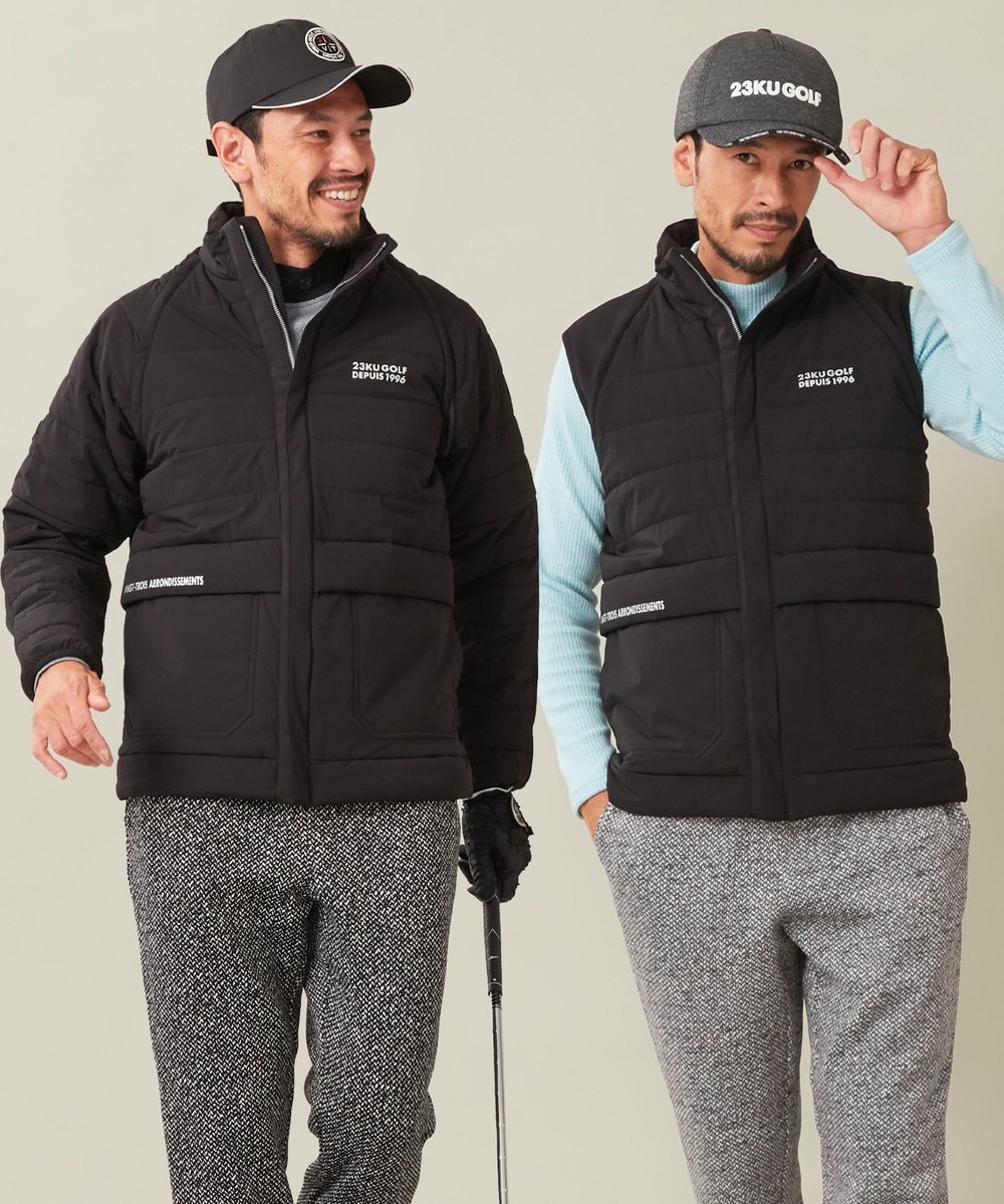 【オンワード】 23区GOLF>ジャケット/アウター 【MEN】【防風/撥水/ストレッチ】【袖取り外しで2WAY】キルティング ブルゾン ブラック L メンズ