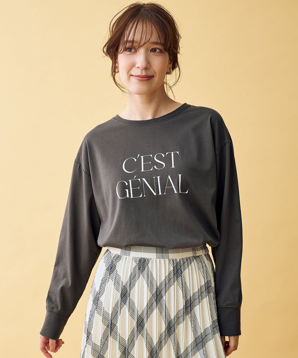 【オンワード】 ANY>トップス 【洗濯機可/アンチピリング/UVケア】ロゴロングスリーブTシャツ スレート F レディース