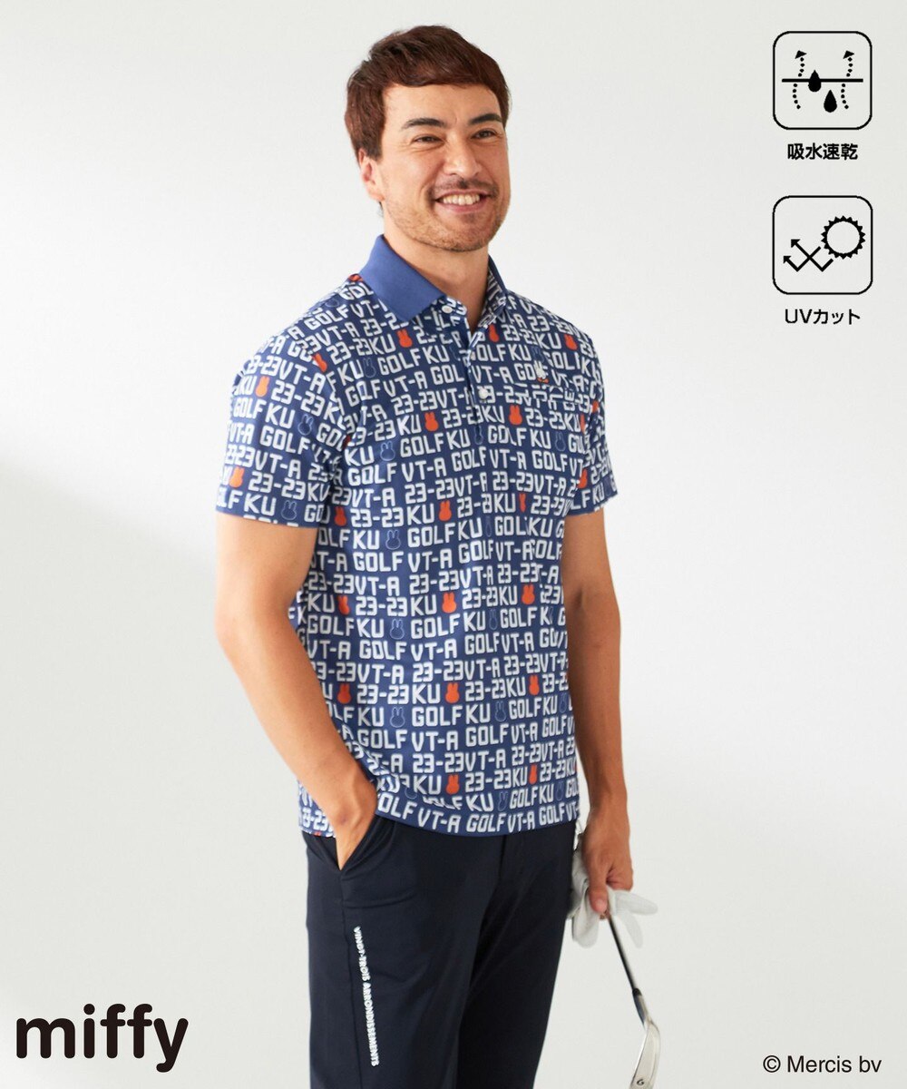 【オンワード】 23区GOLF>トップス 【MEN】【吸水速乾/UVカット】ミッフィーロゴポロシャツ ブルー M メンズ