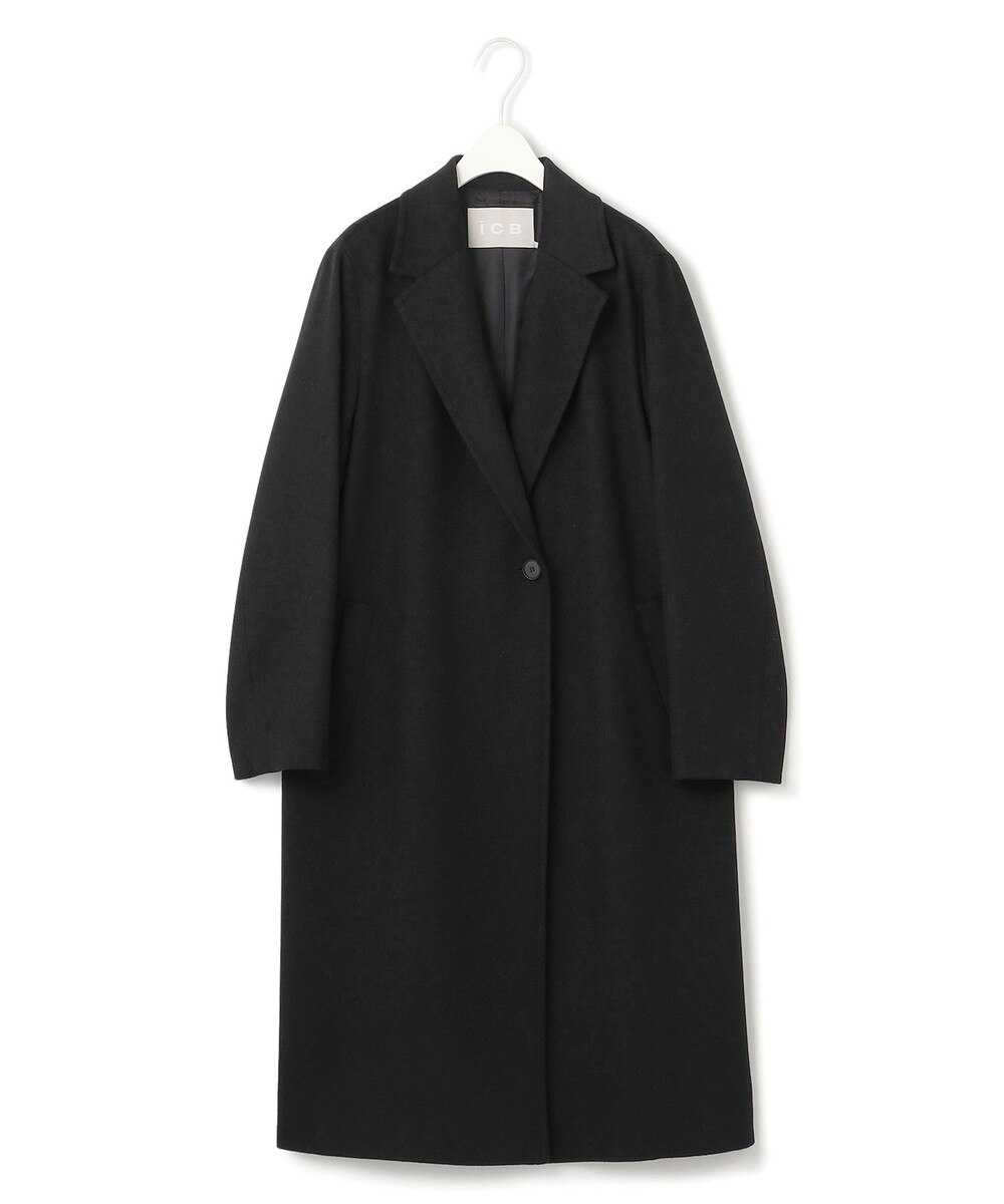 【オンワード】 ICB>ジャケット/アウター 【先行予約】ウールカシミヤメルトン チェスターコート ブラック 2 レディース