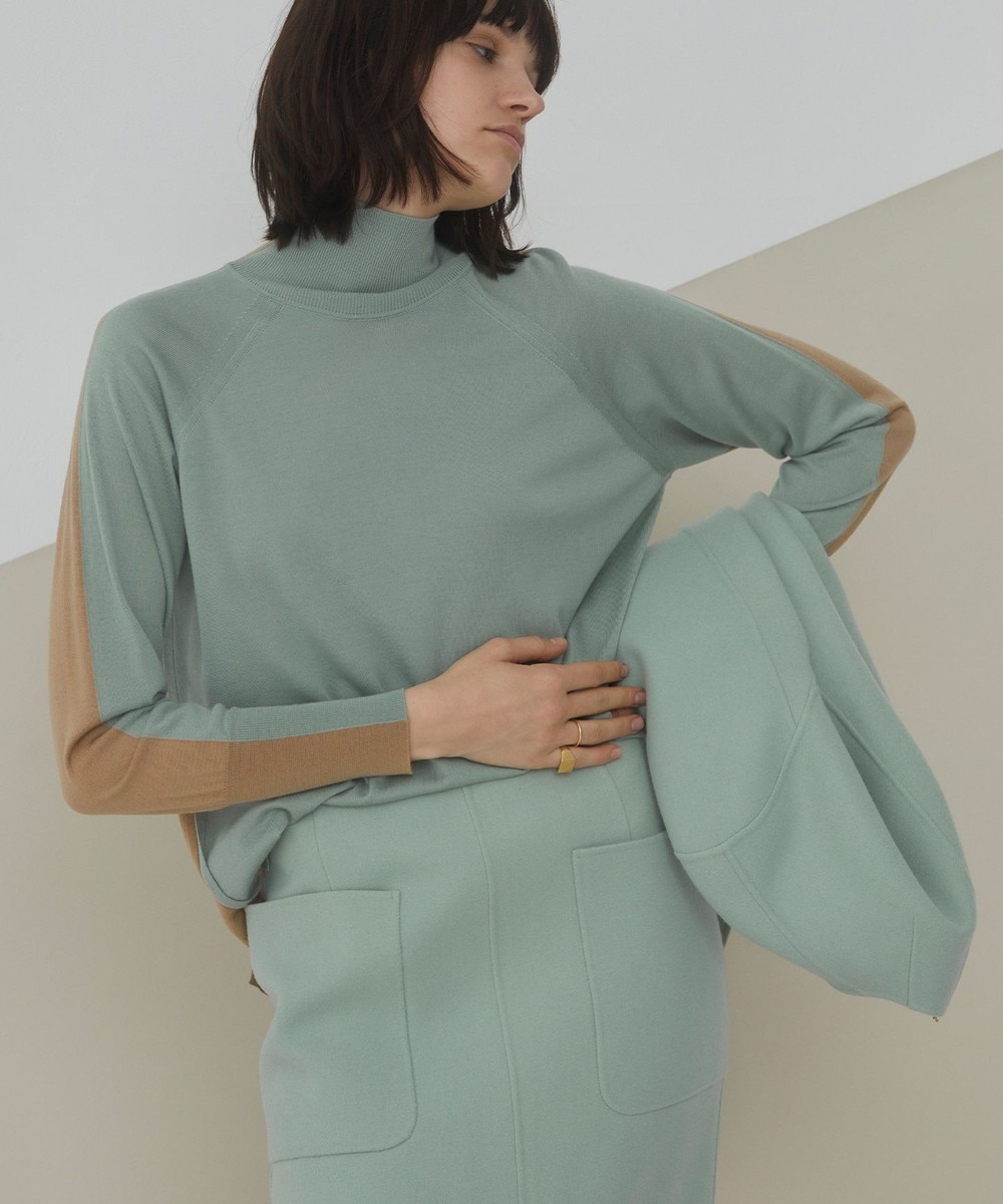 【オンワード】 BEIGE,>トップス CRUET / バイカラーニット Water Green × Camel 4 レディース 【送料無料】