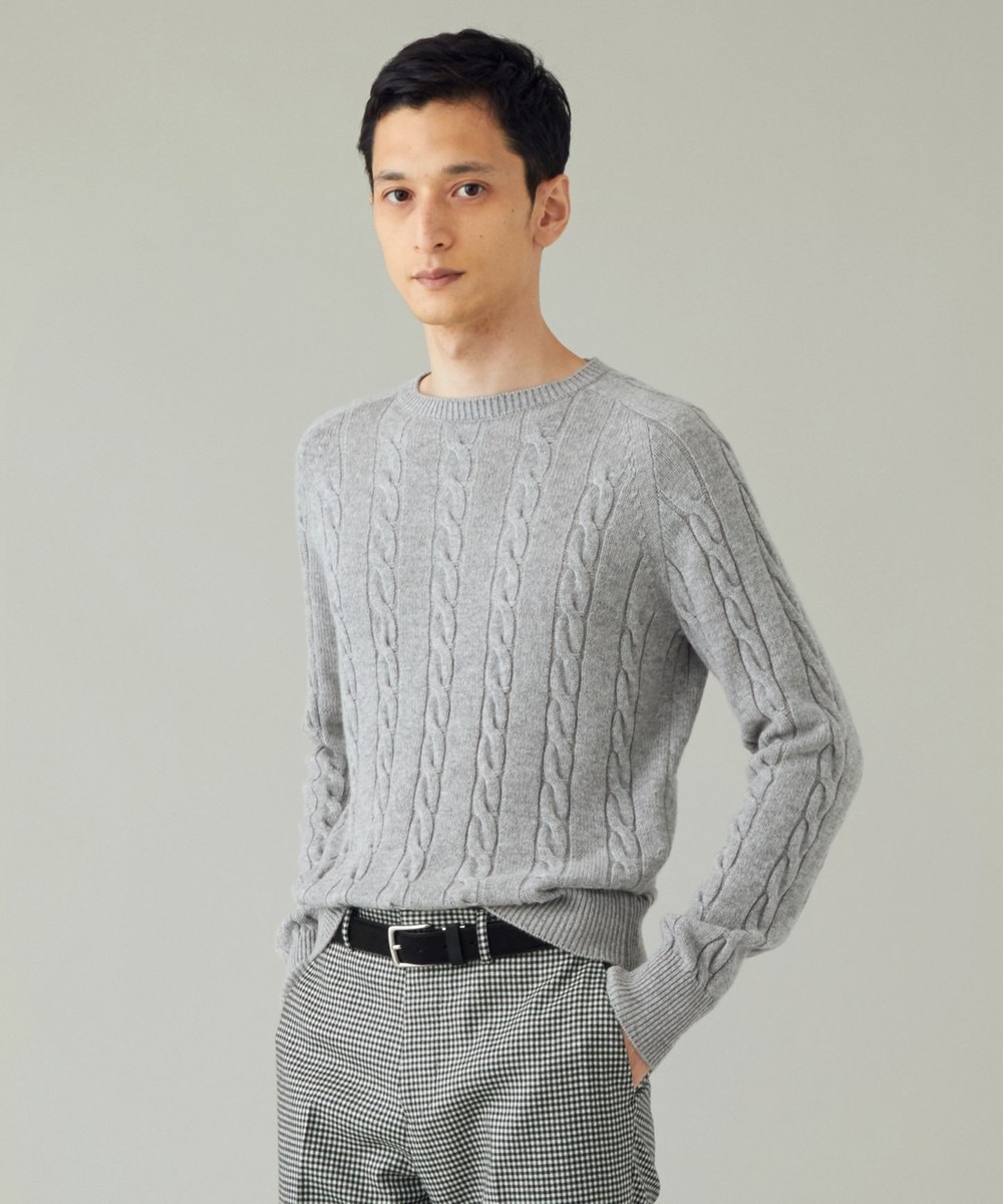 【オンワード】 GOTAIRIKU>トップス 【カシミヤ100%】ミドルゲージ ケーブルニット ネイビー M メンズ 【送料無料】