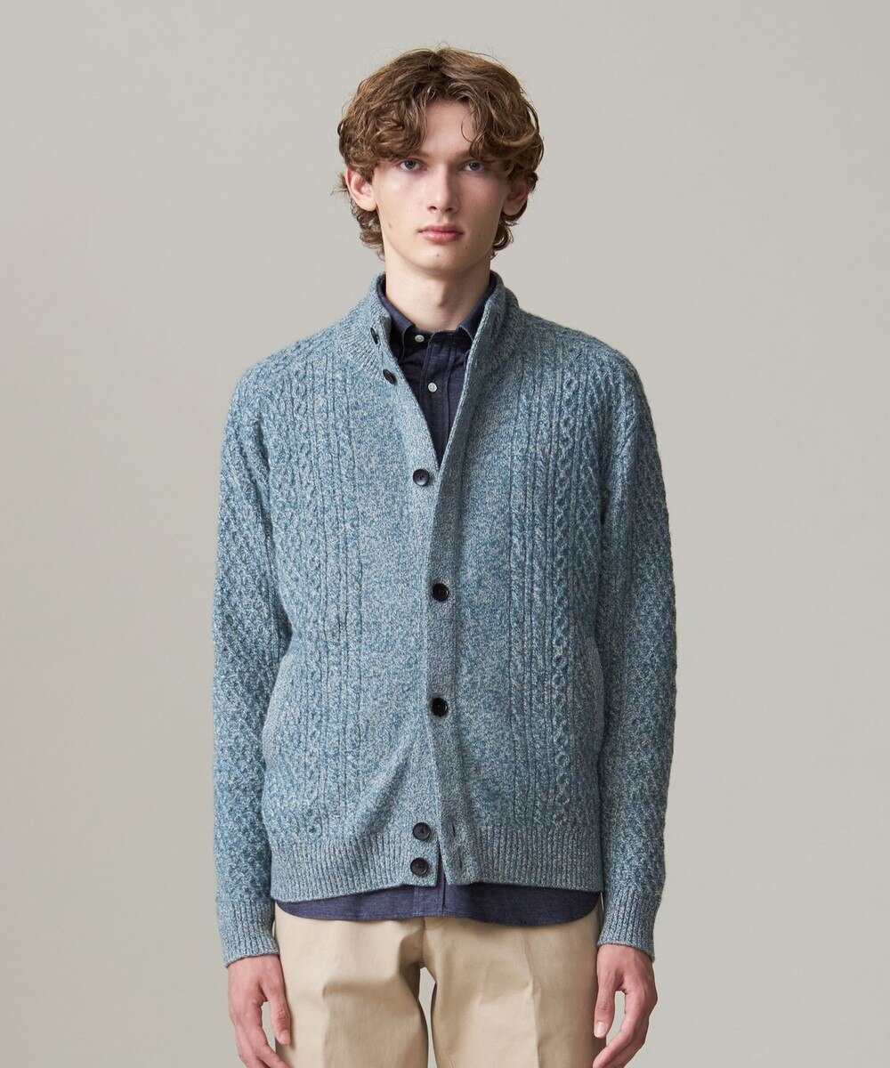 【オンワード】 J.PRESS MEN>トップス 【Cash Lamb's Wool】ハイネックケーブルカーディガンニット グリーン M メンズ