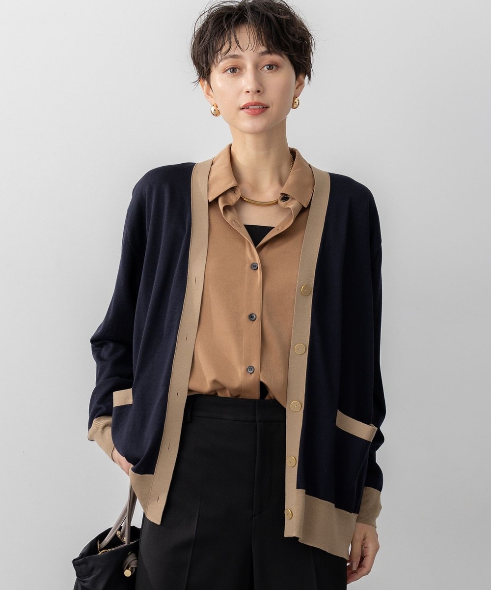 【オンワード】 23区>トップス 【洗える】サステナブルウール Vネック バイカラー カーディガン ネイビー×キャメル 38 レディース 【オンワード】 23区>トップス 【洗える】サステナブルウール Vネック バイカラー カーディガン ネイビー×キャメル 38 レディース