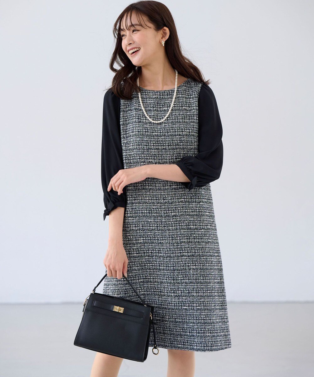 【オンワード】 組曲 L(大きいサイズ)>ワンピース 【KUMIKYOKU NAVY】ラメループモールツイード ワンピース ネイビー 5 レディース 【オンワード】 組曲 L(大きいサイズ)>ワンピース 【KUMIKYOKU NAVY】ラメループモールツイード ワンピース ネイビー 5 レディース