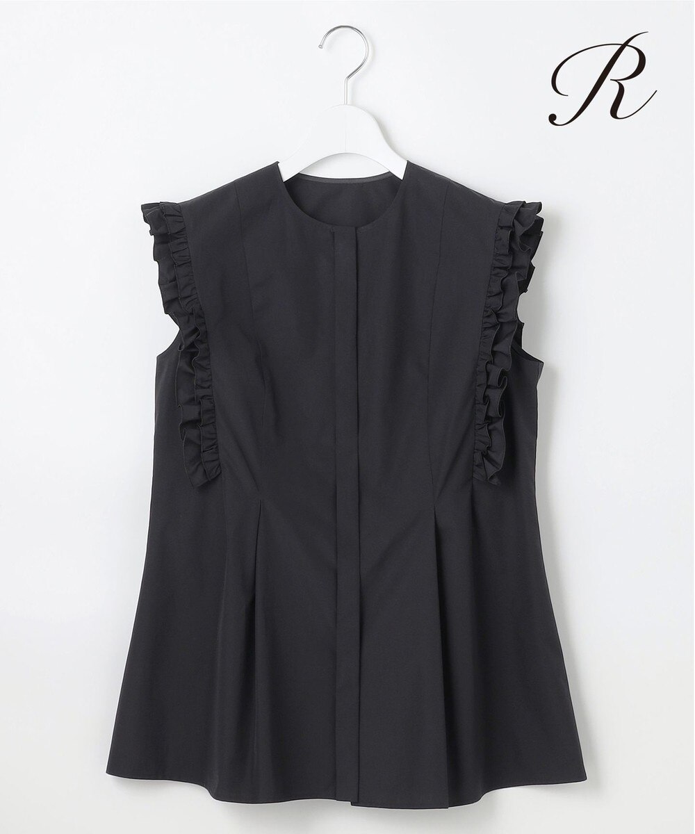 【オンワード】 23区 L（大きいサイズ）>トップス 【R(アール)】THOMAS MASON フリル ノースリーブブラウス ブラック 46 レディース