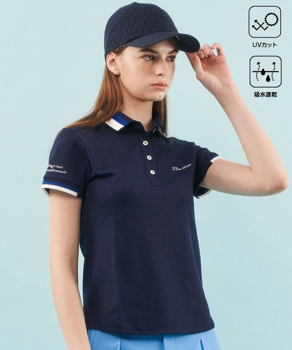 【オンワード】 23区GOLF>トップス 【WOMEN】【UVケア・吸水速乾】ハニカムカノコ 半袖ポロシャツ ネイビー 0 レディース