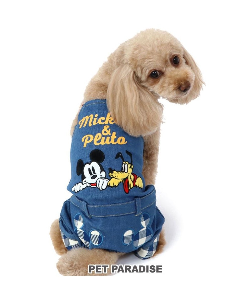 PET PARADISE>ペットグッズ ディズニー ミッキーマウス＆プルート お散歩柄オーバーオール 【小型犬】 紺（ネイビー・インディゴ） ＤＳＳ