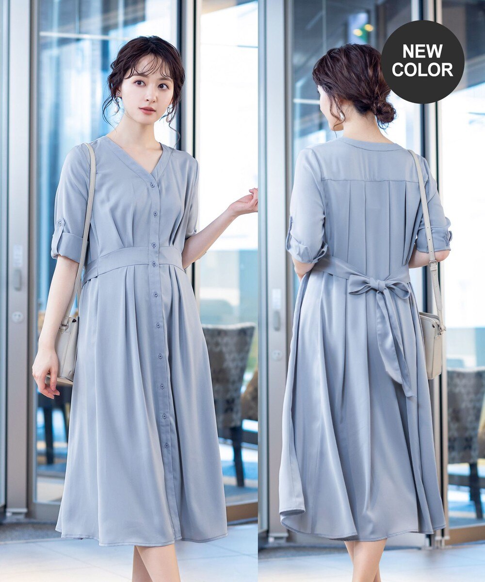 【新色追加・洗える】バックリボン前開きワンピース