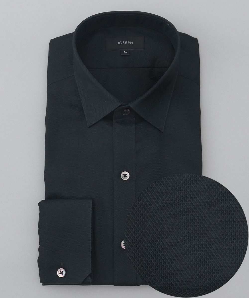 JOSEPH MEN>トップス ロイヤルオックス レギュラーカラー ドレスシャツ ブラック 46 メンズ 【送料無料】