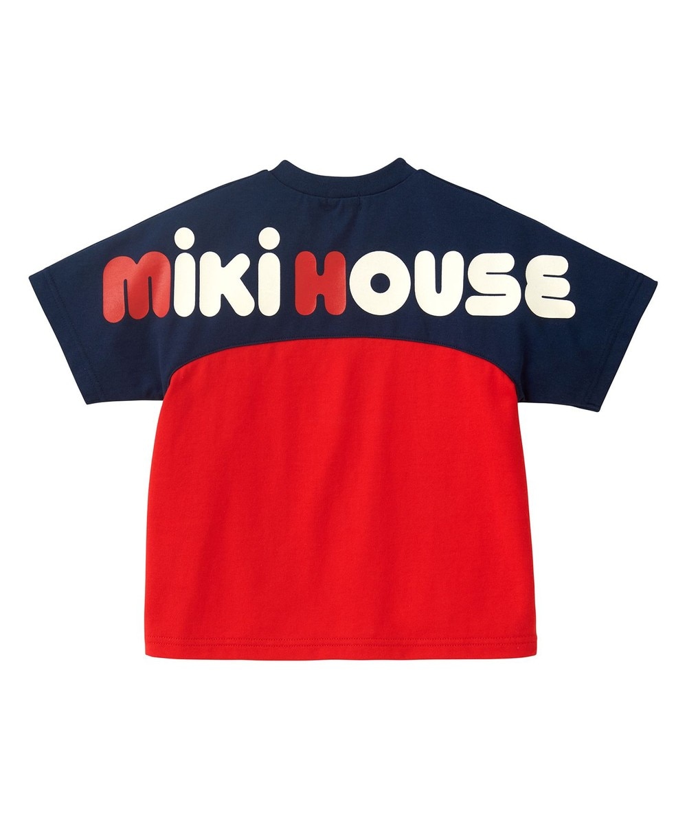 ＜オンワード＞MIKI HOUSE HOT BISCUITS>トップス 【ミキハウス】【80-150cm】 バックロゴ半袖Ｔシャツ 赤×紺 100cm キッズ 【送料無料】