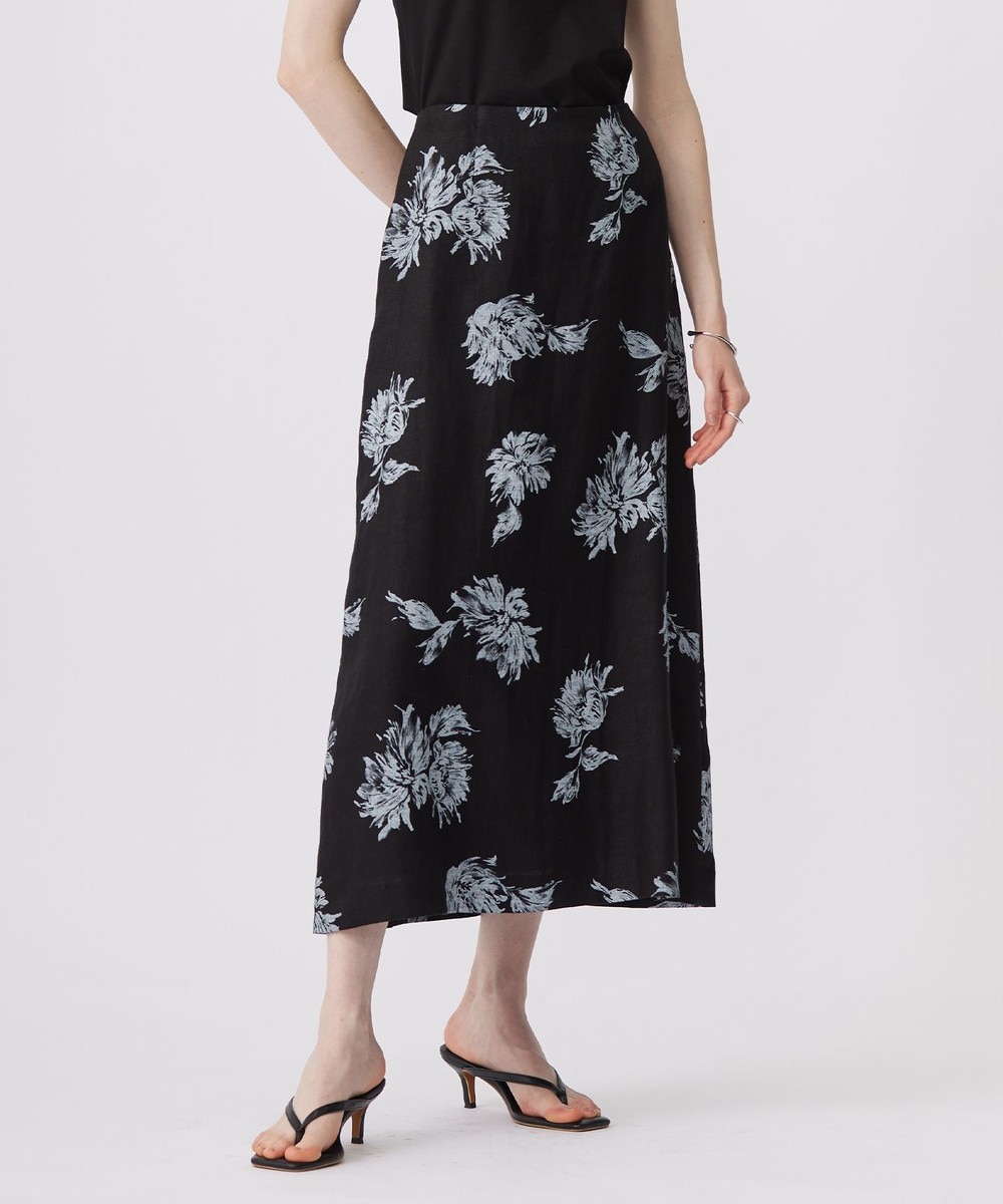 【オンワード】 ICB>スカート 【洗える】リネンオックスフラワープリント スカート ブラック 2 レディース 【オンワード】 ICB>スカート 【洗える】リネンオックスフラワープリント スカート ブラック 2 レディース