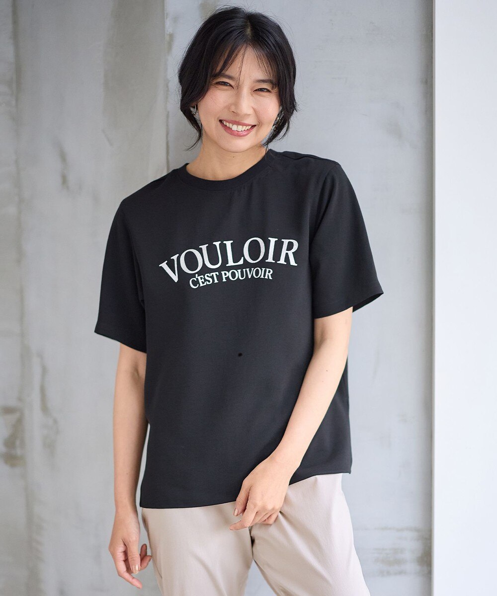 【オンワード】 any FAM>トップス 【WEB限定/UVカット/吸水速乾/接触冷感】ジョーゼットロゴ半袖Tシャツ ブラック F レディース