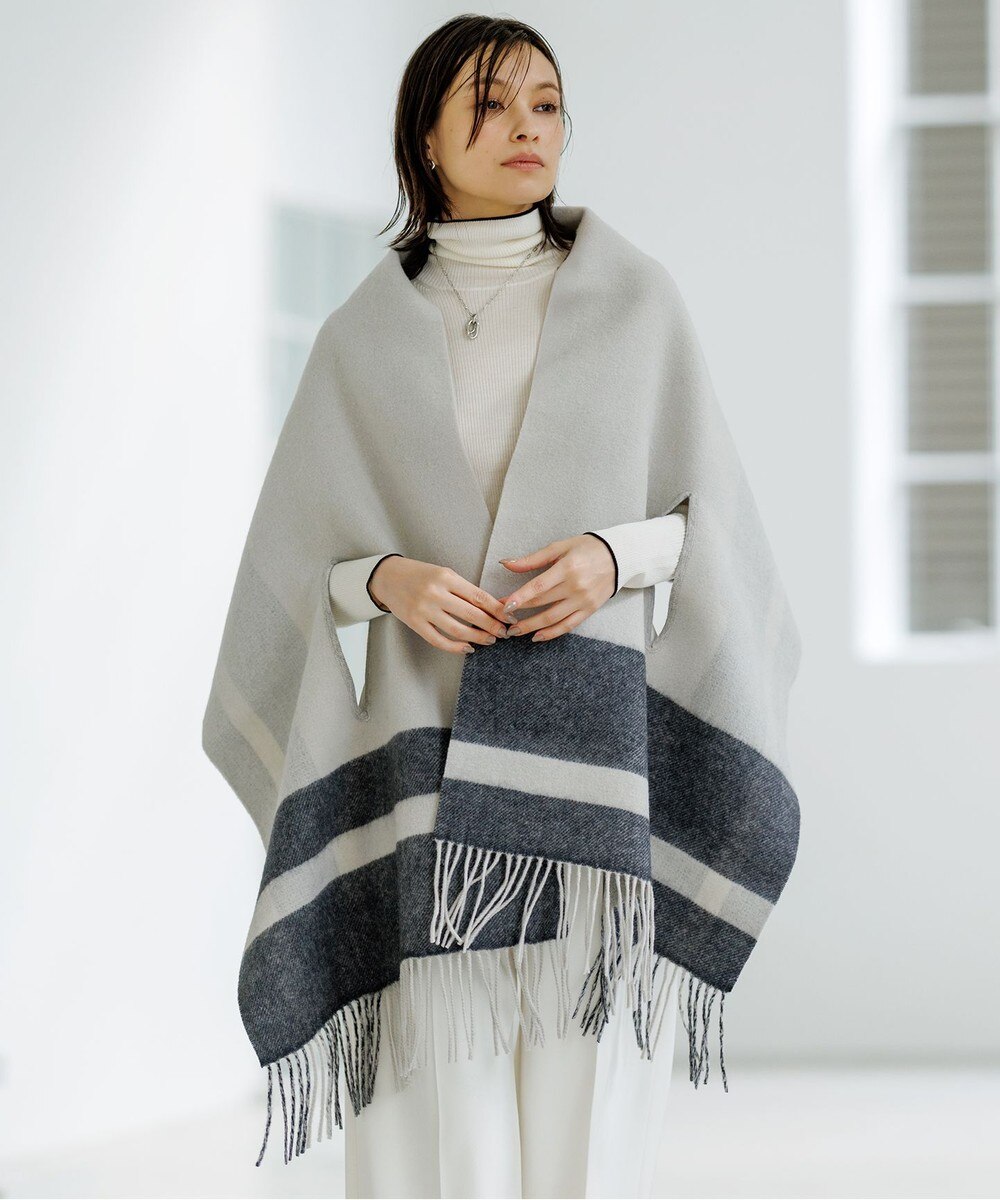 【オンワード】 ICB>ファッション雑貨 【リバーシブル可】アイレット 大判ストール トープ×チャコール F レディース