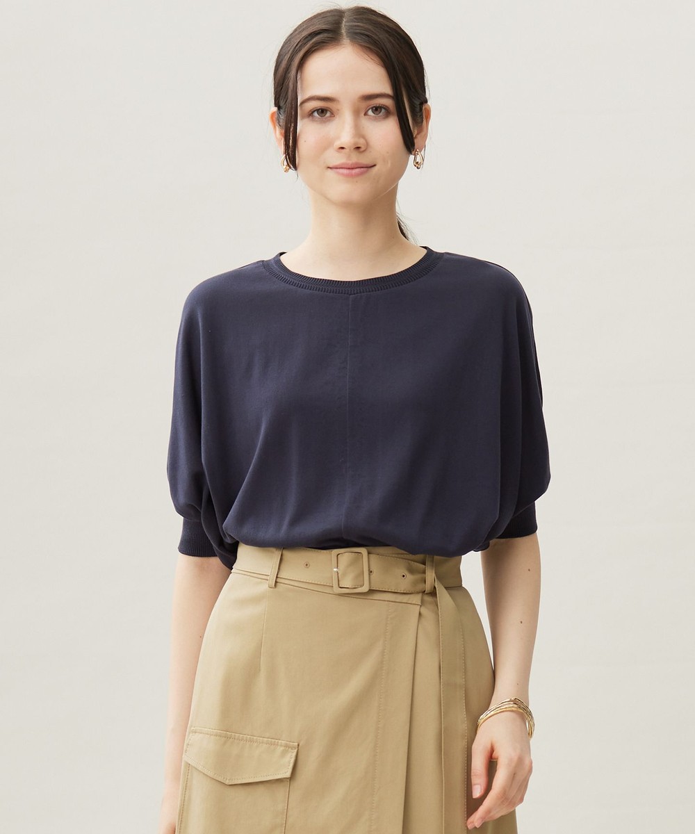 【オンワード】 自由区>トップス 【カタログ掲載・接触冷感・UVケア・洗える】ドレーピードルマンスリーブ ニットソー ネイビー 38 レディース 【オンワード】 自由区>トップス 【カタログ掲載・接触冷感・UVケア・洗える】ドレーピードルマンスリーブ ニットソー ネイビー 38 レディース