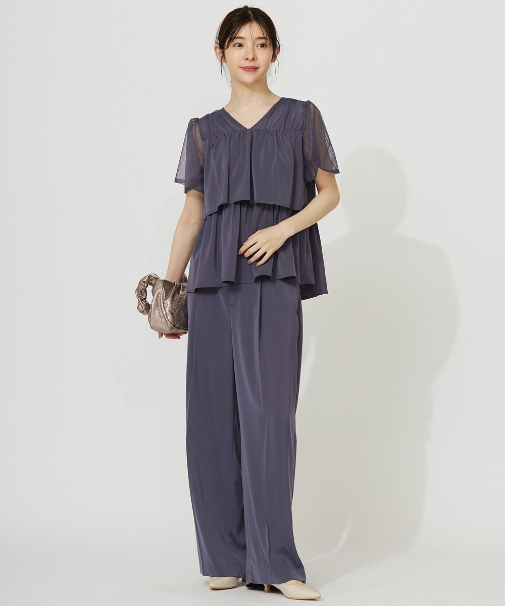 【オンワード】 ANY SIS>ワンピース 【洗える】ティアードトップス×ワイドパンツSET スモーキーブルー 3 レディース 【オンワード】 ANY SIS>ワンピース 【洗える】ティアードトップス×ワイドパンツSET スモーキーブルー 3 レディース