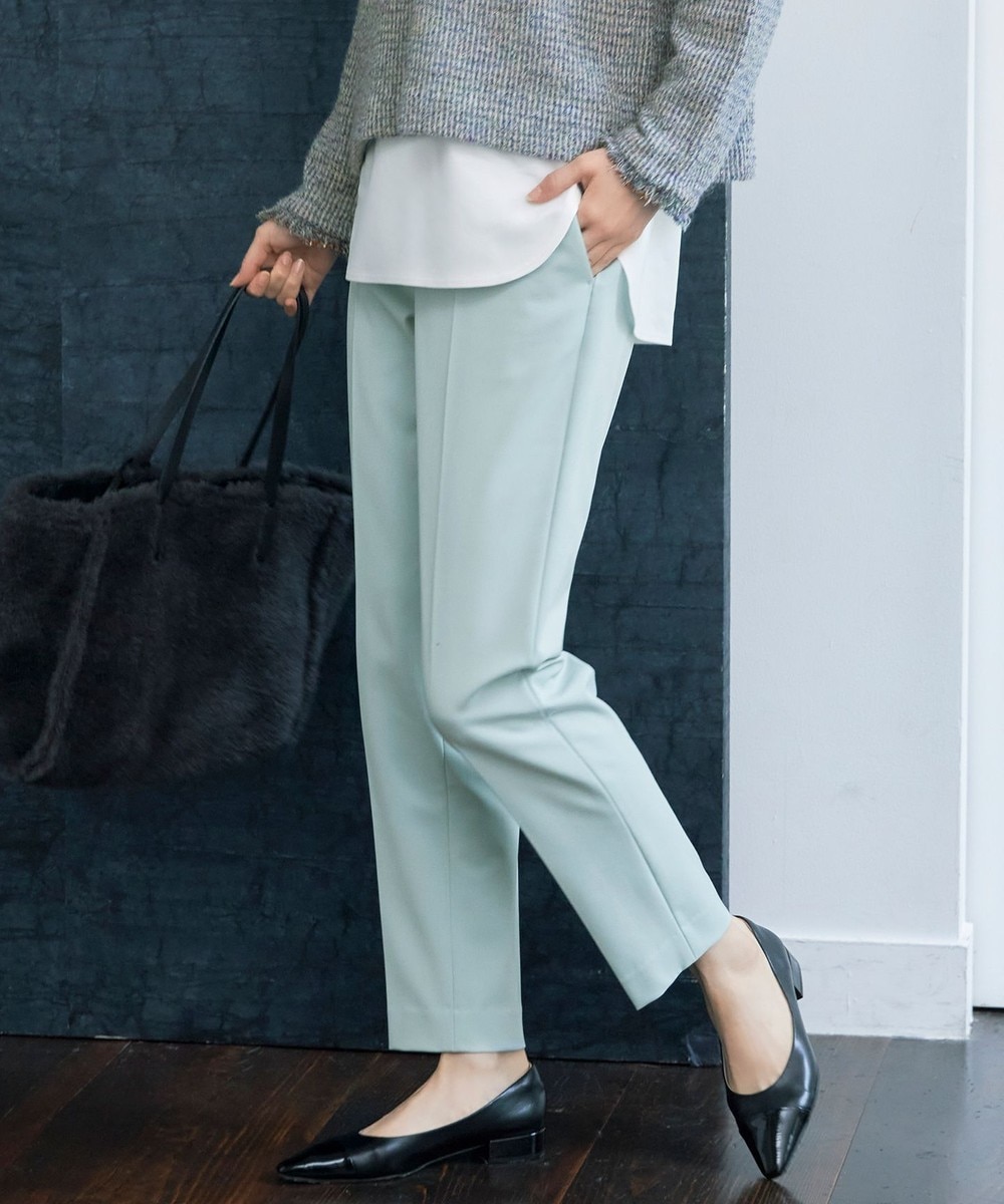 【オンワード】 自由区>パンツ 【撥水加工・洗える】TRギャバ裏起毛テーパード パンツ アイスグリーン 38 レディース 【オンワード】 自由区>パンツ 【撥水加工・洗える】TRギャバ裏起毛テーパード パンツ アイスグリーン 38 レディース