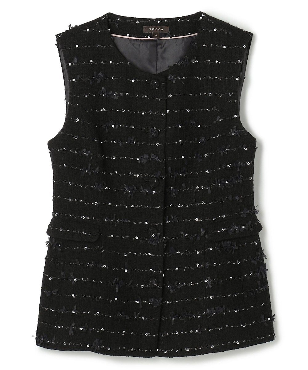 【オンワード】 TOCCA>ジャケット/アウター FLOWER HIDE AND SEEK ジレ ブラック 4 レディース