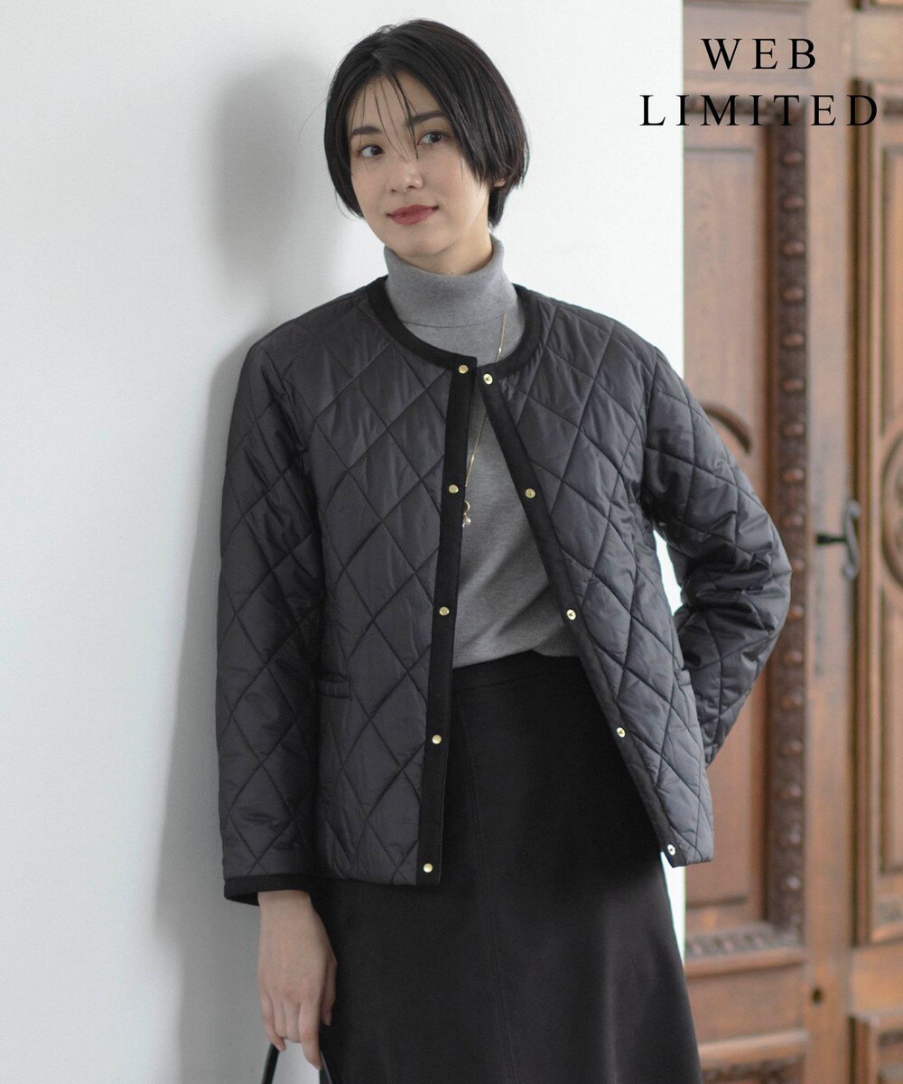 【オンワード】 J.PRESS LADIES L（大きいサイズ）>ジャケット/アウター 【WEB限定カラーあり・洗える】コンパクトタフタキルティング ブルゾン 【WEB限定】ブラック T13 レディース