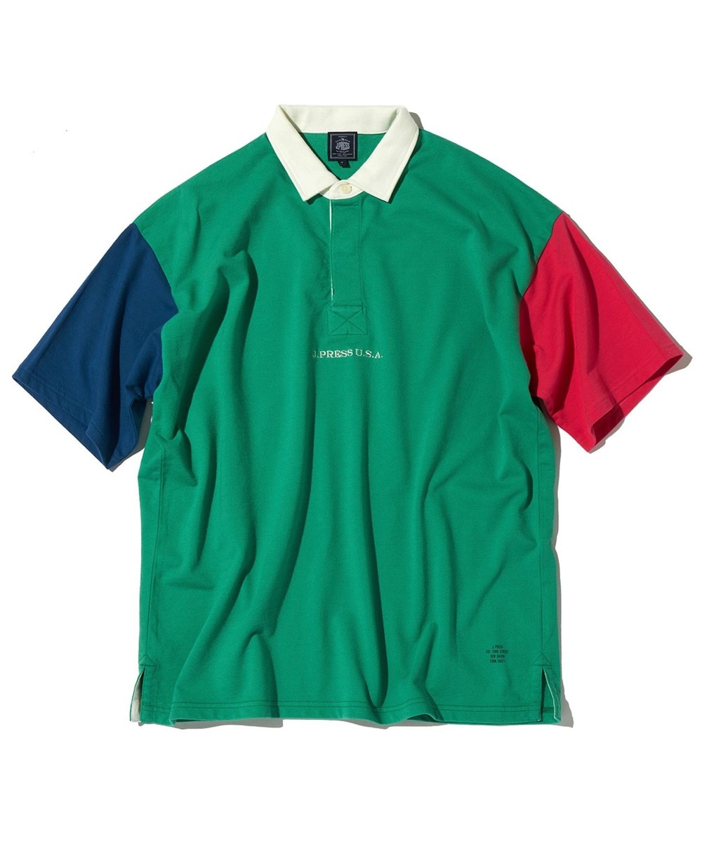 【オンワード】 J.PRESS MEN>トップス 【J.PRESS ORIGINALS】 RUGBY JERSEY HALF SLEEVE グリーン M メンズ 【送料無料】