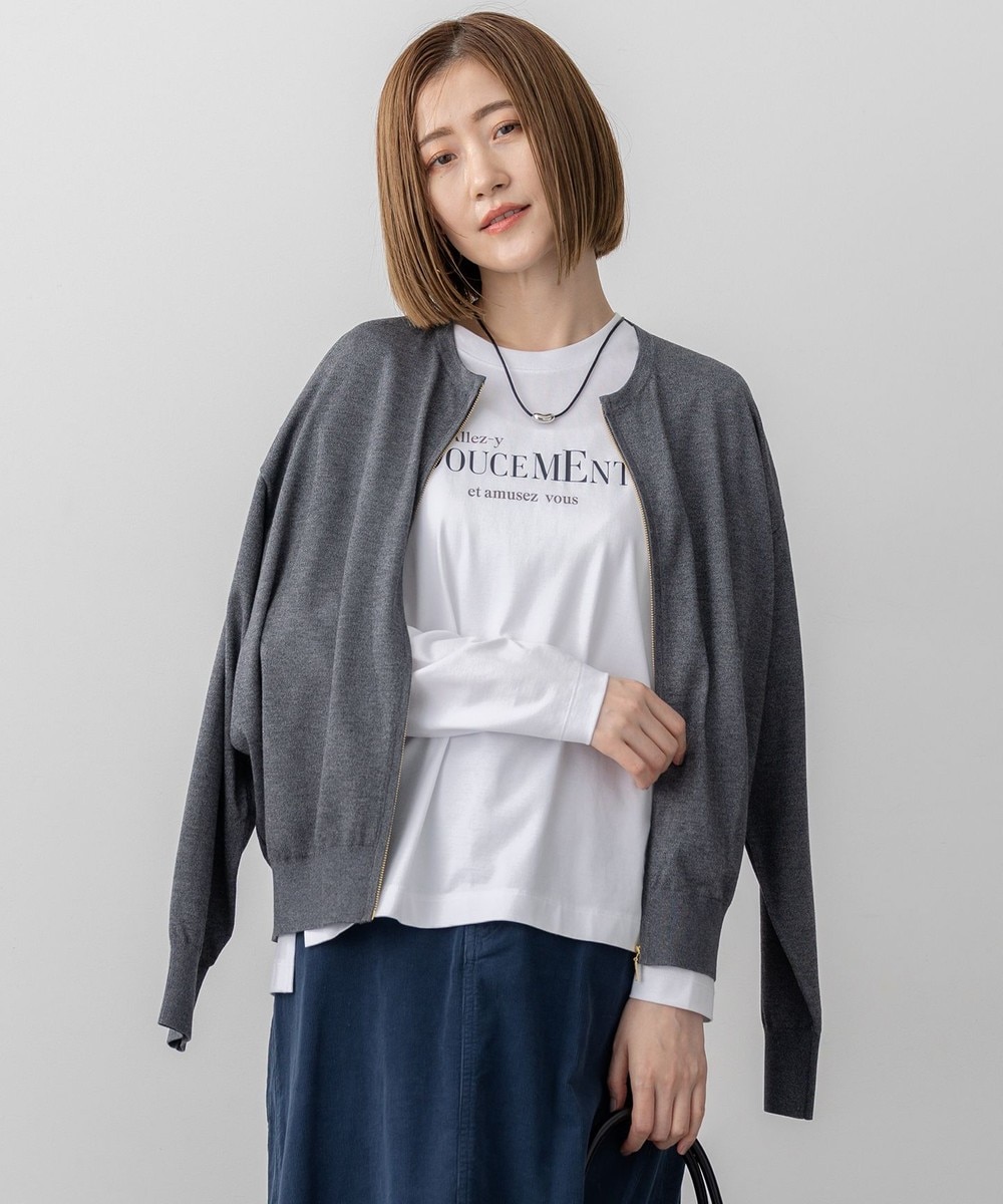 【オンワード】 23区 L(大きいサイズ)>トップス 【洗える】オータムシャイニー ニット ブルゾン グレー 44 レディース 【オンワード】 23区 L(大きいサイズ)>トップス 【洗える】オータムシャイニー ニット ブルゾン グレー 44 レディース