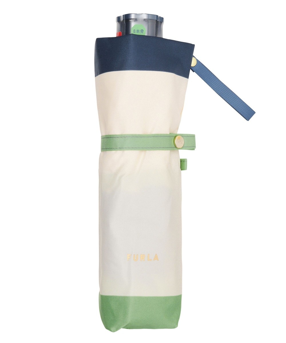 MOONBAT>ファッション雑貨 FURLA 【日本製】折りたたみ傘 カラーボーダー ライトグリーン F レディース 【送料無料】