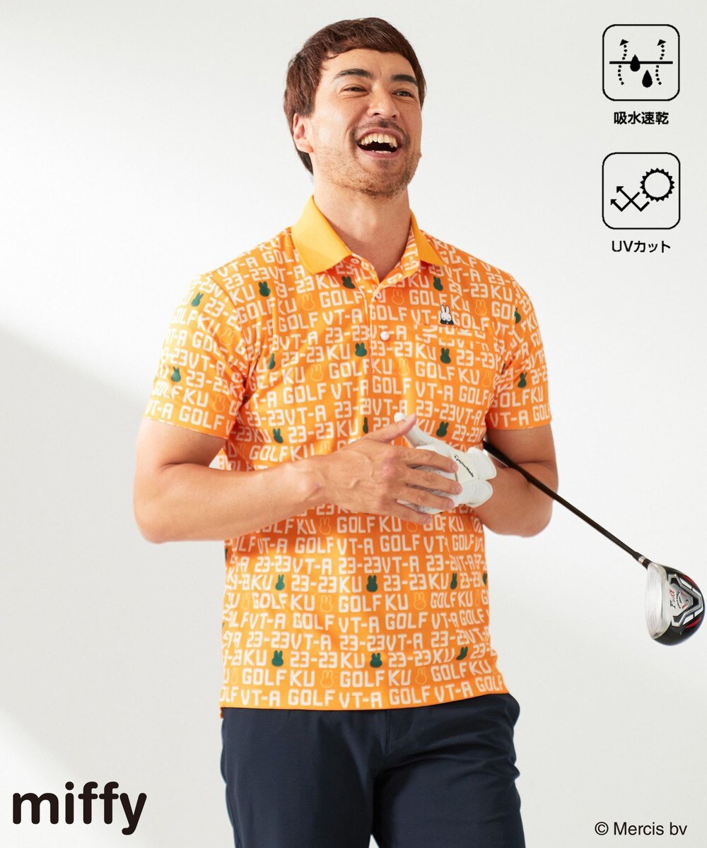 【オンワード】 23区GOLF>トップス 【MEN】【吸水速乾/UVカット】ミッフィーロゴポロシャツ オレンジ M メンズ