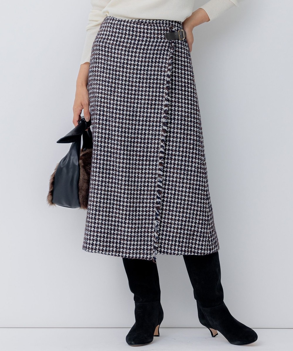 【オンワード】 23区 S(小さいサイズ)>スカート チェックツイード ラップ風 スカート ブラック 30 レディース 【オンワード】 23区 S(小さいサイズ)>スカート チェックツイード ラップ風 スカート ブラック 30 レディース