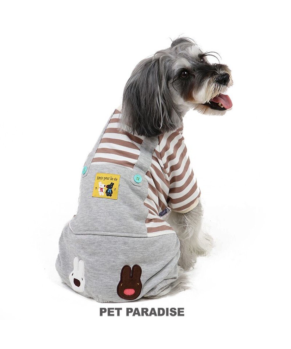 PET PARADISE>ペットグッズ 犬 服 リサとガスパール パンツつなぎ 【小型犬】 ボーダー グレー ＤＳＳ