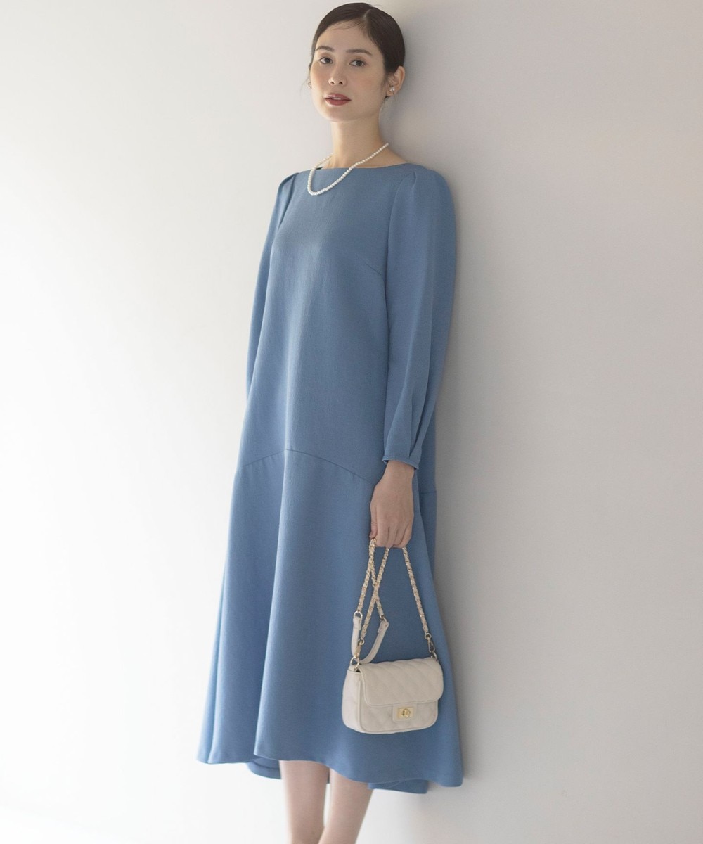 【オンワード】 組曲 S(小さいサイズ)>ワンピース ラメジャカード ボートネックワンピース ブルー S2 レディース 【オンワード】 組曲 S(小さいサイズ)>ワンピース ラメジャカード ボートネックワンピース ブルー S2 レディース