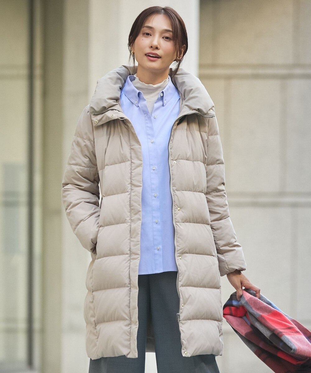 【オンワード】 J.PRESS LADIES S（小さいサイズ）>ジャケット/アウター ブラッシュドマルチポリ ロング ダウン コート ベージュ P7 レディース