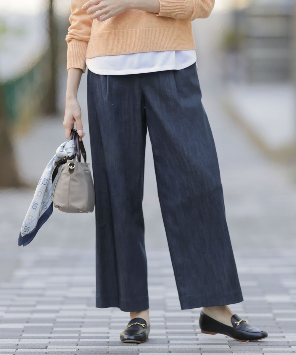 【オンワード】 J.PRESS LADIES>パンツ 【洗える】セルロースシャンブレー ワイド パンツ ネイビー 11 レディース 【オンワード】 J.PRESS LADIES>パンツ 【洗える】セルロースシャンブレー ワイド パンツ ネイビー 11 レディース