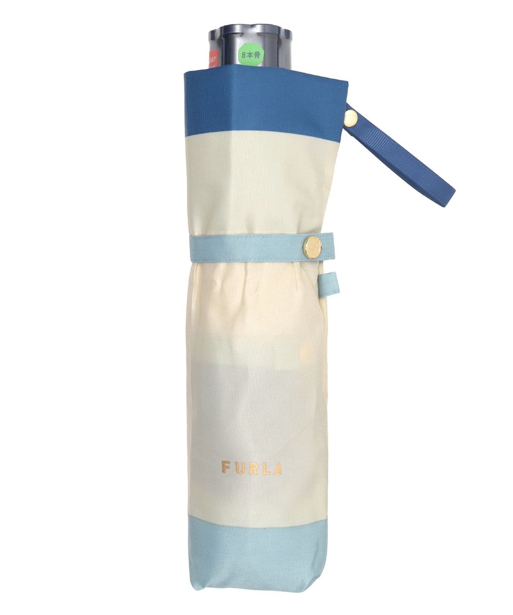 MOONBAT>ファッション雑貨 FURLA 【日本製】折りたたみ傘 カラーボーダー サックスブルー F レディース 【送料無料】