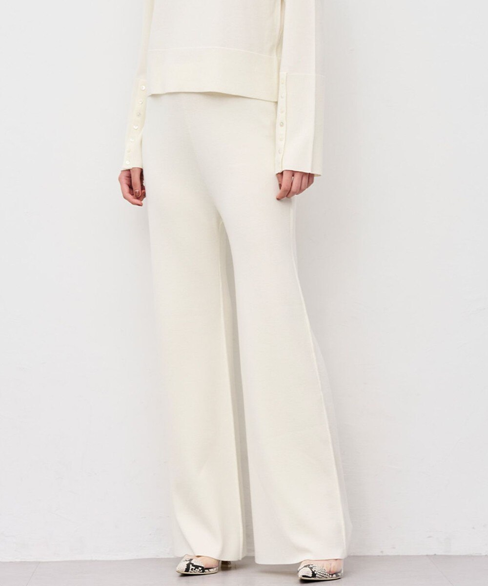 【オンワード】 uncrave>パンツ 【手洗い可】ハイゲージニット フレアパンツ オフ 2 レディース